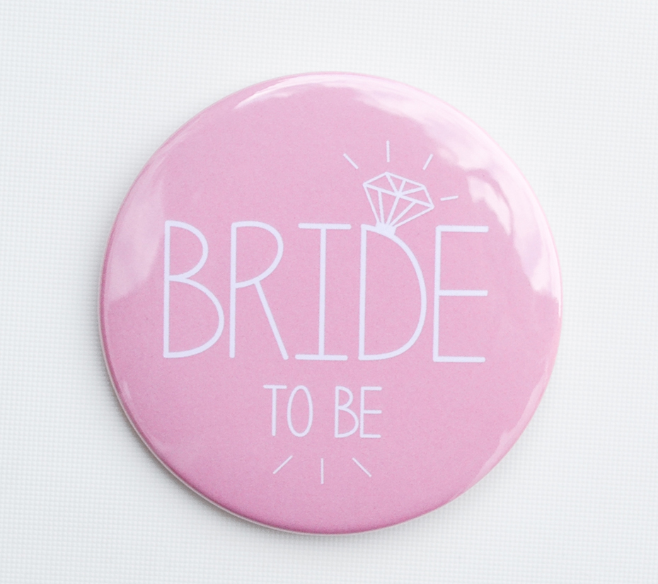 Bride to be badge in pale pink